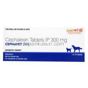 セファベット, セファレキシン 300mg, 犬猫経口薬,1シート10錠入り,　箱表面